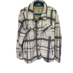 Sage Collection Shacket White Gray Plaid Fleece Lined Womans XXL